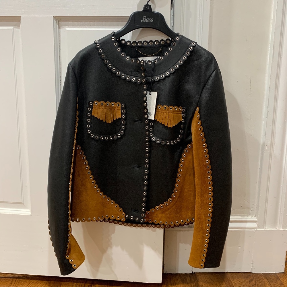 Coach Womens 8 Western Eyelet Crop Leather Jacket